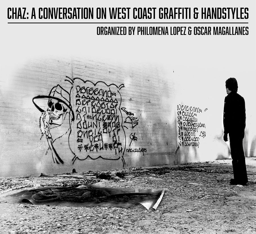 Poster image with photo of Chaz in front of graffiti