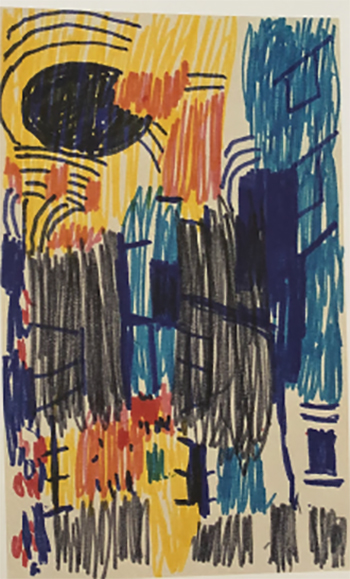 Wu Dayu (1903-1988), untitled work, undated, colored pencils on paper, 13 x 8 cm. Photography by Yiqing Li