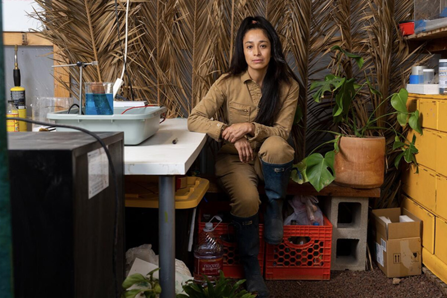 photo of the artist in her studio